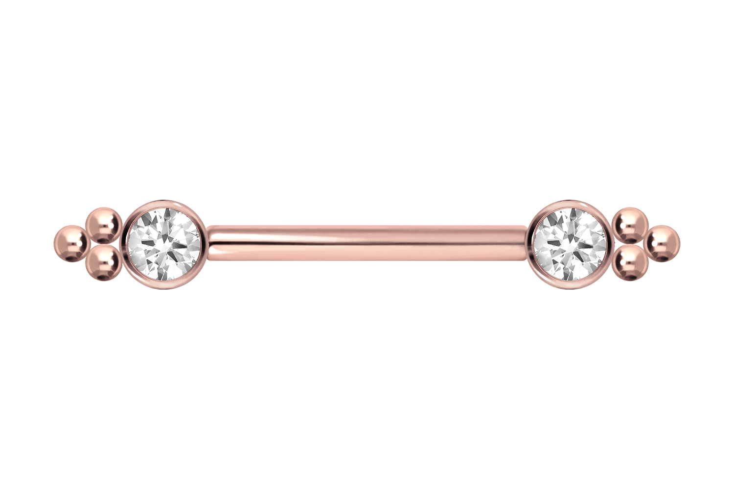 Titan Barbell Piercing mit Push Fit KRISTALL + KUGELDREIECK